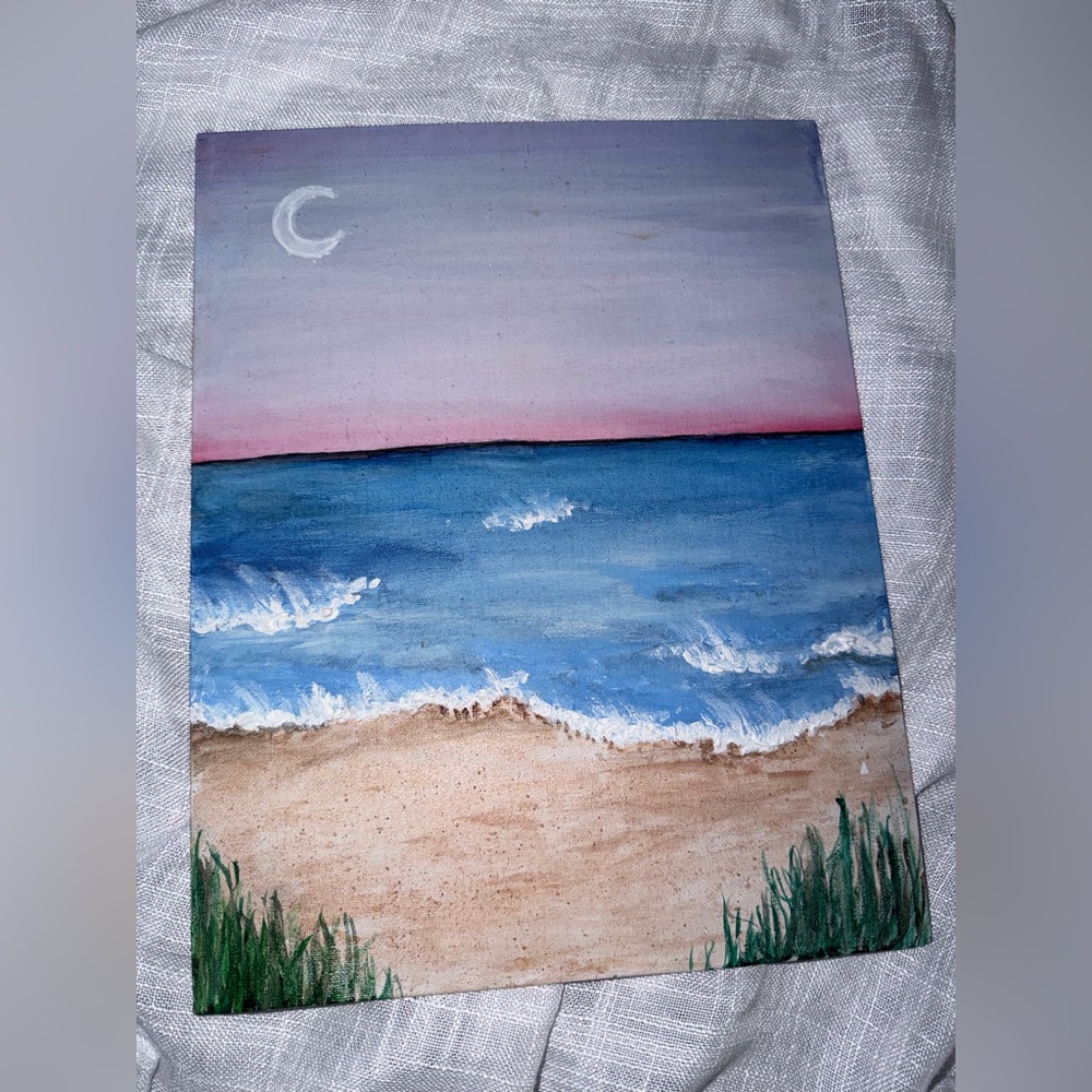 Painting made by hand | beach scene | water color and acrylic